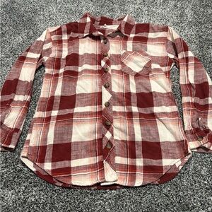 Maurices rust color and Cream Plaid button down shirt size small